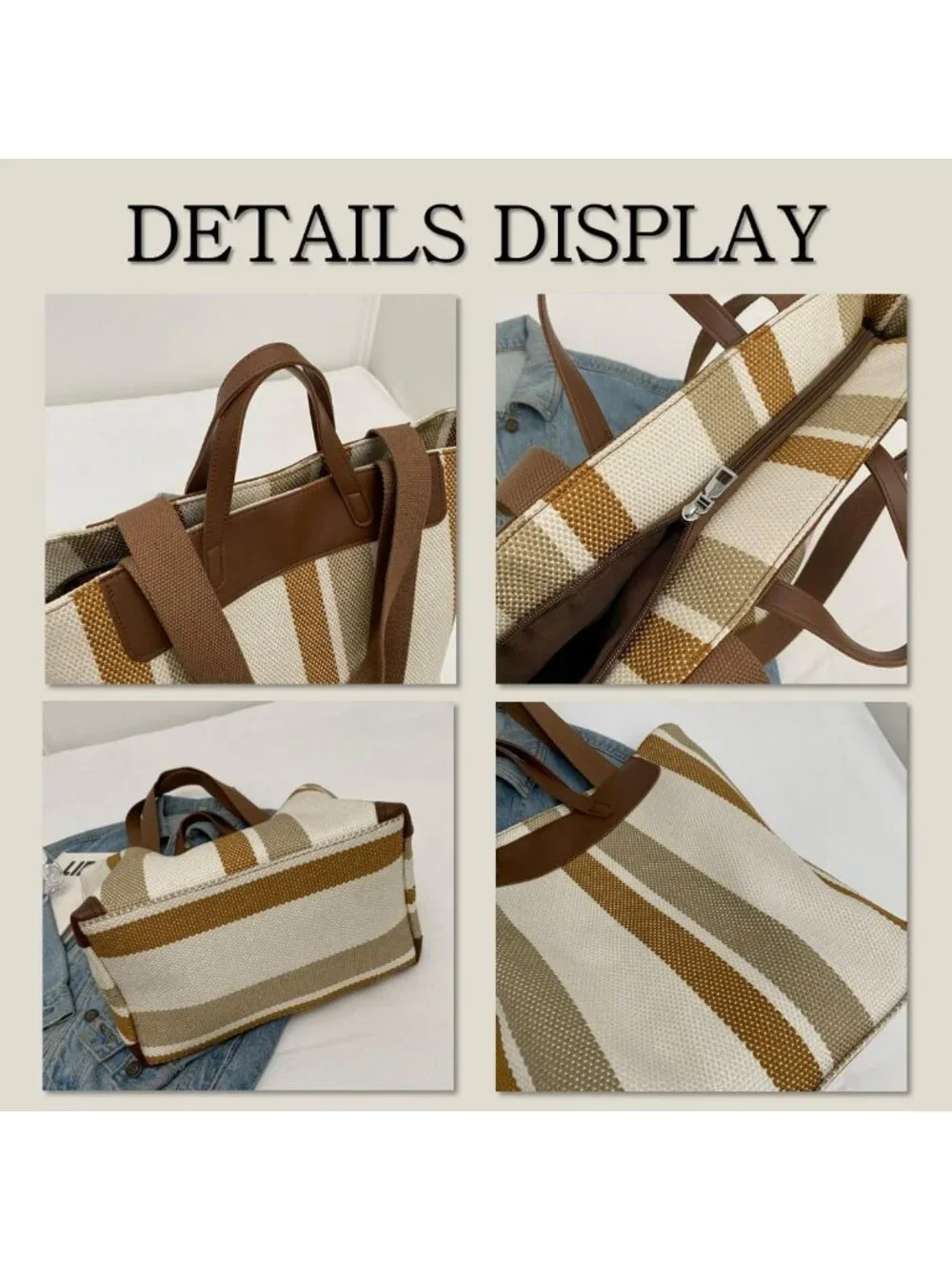 Spacious Women's Work Tote Bag with Laptop Compartment - Canvas Shoulder Bag for